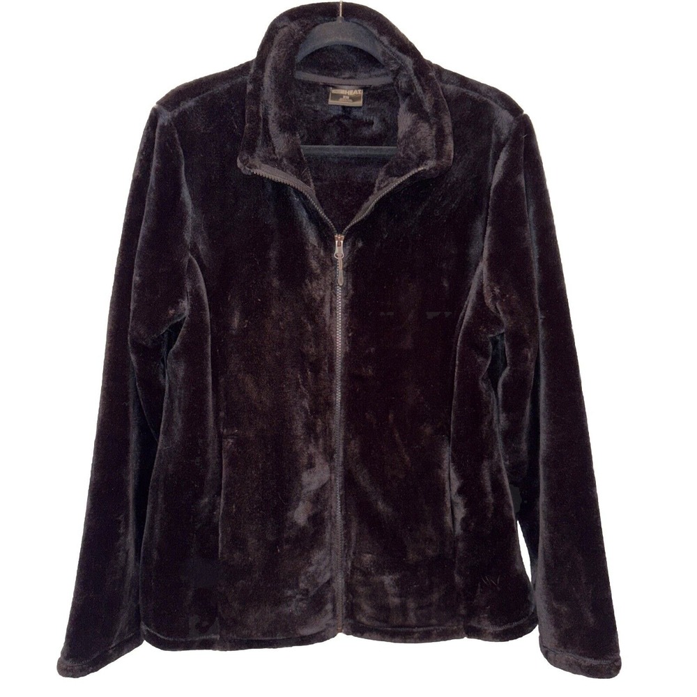 32 Degrees Heat Women's Black Faux Fur Sherpa Style  Zipper Front Jacket‎ Size L